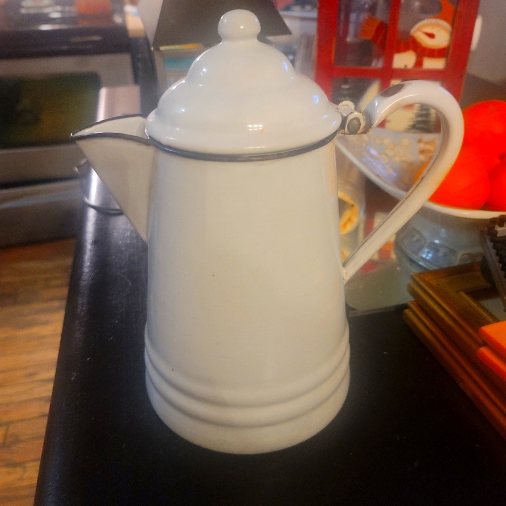 Enameled metal coffee pot
